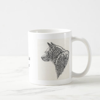 White Akita Inu Sketch Ceramic Mok