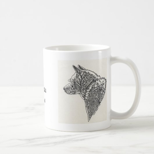 White Akita Inu Sketch Ceramic Mok (Rechts)