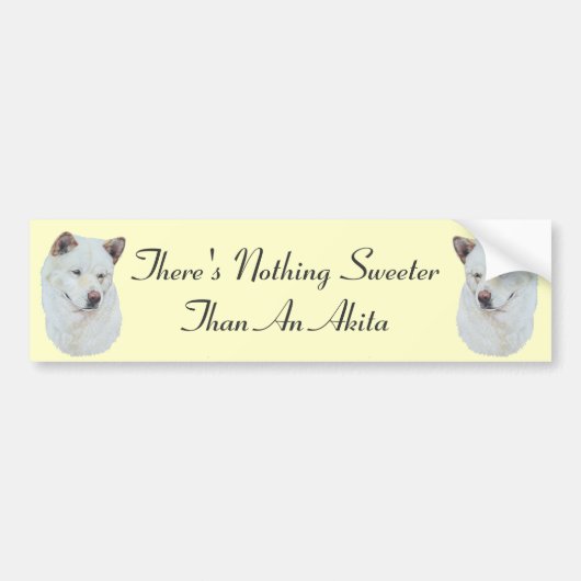 White akita-portret met originele hondenslogan bumpersticker (Voorkant)