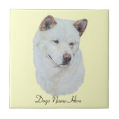 White akita realist dog portret art design tegeltje (Voorkant)