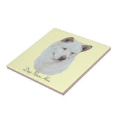 White akita realist dog portret art design tegeltje (Zijkant)
