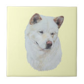 White akita realist dog portret art tegeltje (Voorkant)