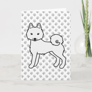 White Alaskan Klee Kai Cute Cartoon Dog Kaart