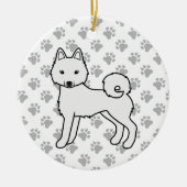White Alaskan Klee Kai Cute Cartoon Dog Keramisch Ornament (Voorkant)