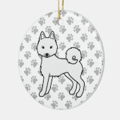 White Alaskan Klee Kai Cute Cartoon Dog Keramisch Ornament (Links)