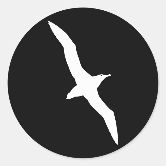 White Albatross Bird in Flight Ronde Sticker (Voorkant)