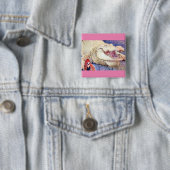 White Alligator & Pixie Friend Vierkante Button 5,1 Cm (In situ)