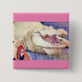 White Alligator & Pixie Friend Vierkante Button 5,1 Cm (Voorkant)