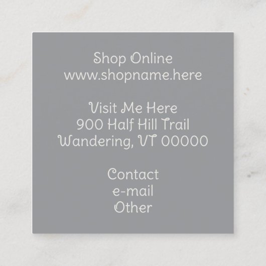 White Alpaca Fiber Yarn Vierkante Visitekaartje (Achterkant)