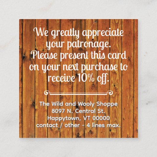 White Alpaca Thank You Discount Business Card Vierkante Visitekaartje (Achterkant)