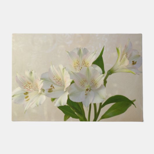 White Alstomeria Flowers Deurmat (Voorkant)