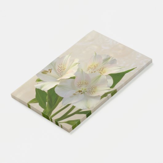 White Alstomeria Flowers Post-it® Notes (Schuin)