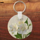 White Alstomeria Flowers Sleutelhanger (Voorkant)