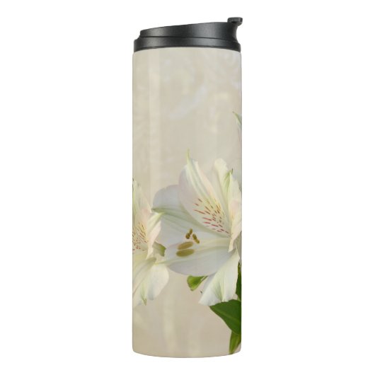 White Alstromeria Flowers Thermosbeker (Gedraaid links)