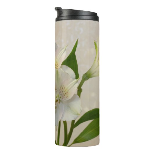 White Alstromeria Flowers Thermosbeker (Geroteerd rechts)