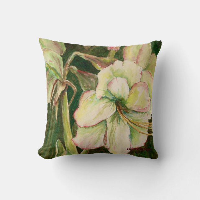 White Amaryllis Accent Pillow Kussen (Voorkant)