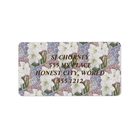 WHITE AMARYLLIS FLORAL ETIKET (Voorkant)