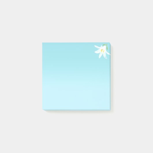 White Amaryllis Flower on Light Blue Post-it Notes (Voorkant)