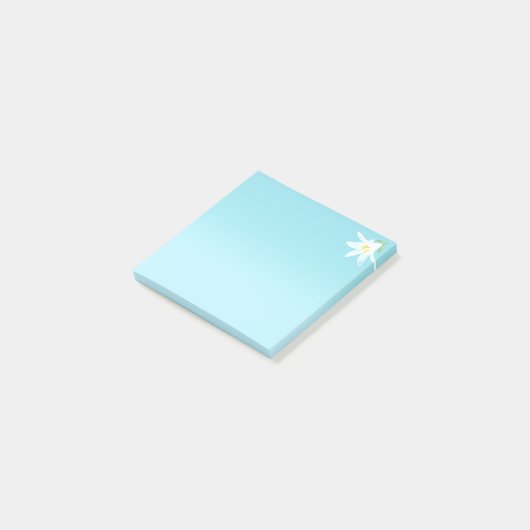 White Amaryllis Flower on Light Blue Post-it Notes (Schuin)