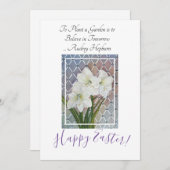 White Amaryllis Flowers Easter Greeting Feestdagenkaart (Voorkant / Achterkant)