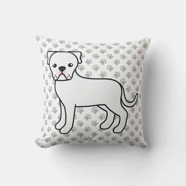 White American Bulldog Cute Cartoon Dog Kussen (Voorkant)