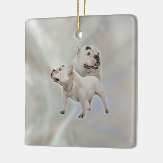 White American Bully Keramisch Ornament (Links)