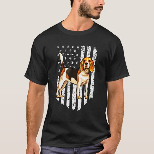 White American Flag Beagle T-shirt (Voorkant)