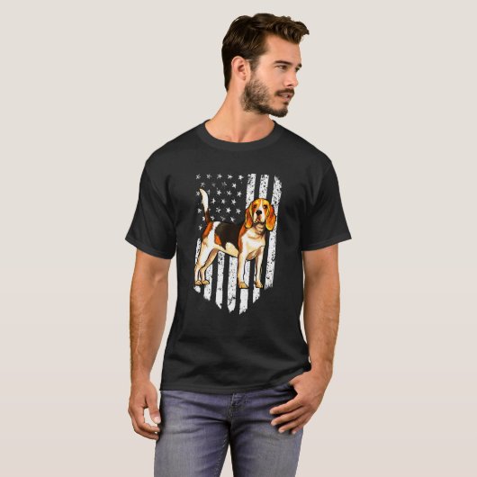 White American Flag Beagle T-shirt (Voorkant volledig)