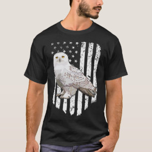 White American Flag Snowy Owl Bird 4 juli T-shirt
