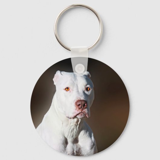 White American Pitbull Terrier Rescue Dog Sleutelhanger (Voorkant)