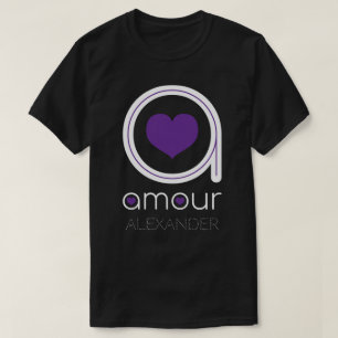 White Amour Love, Paars Heart, Name Personalized T-shirt