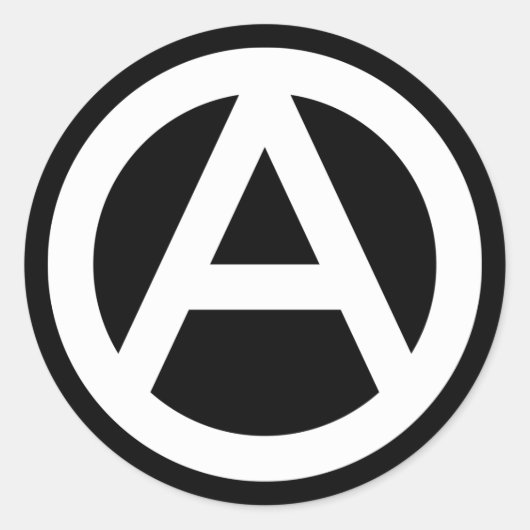 WHITE Anarchy symbol Classic Round Sticker (Voorkant)
