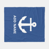 White Anchor Add Name Navy Fleece Deken (Voorkant (Horizontaal))