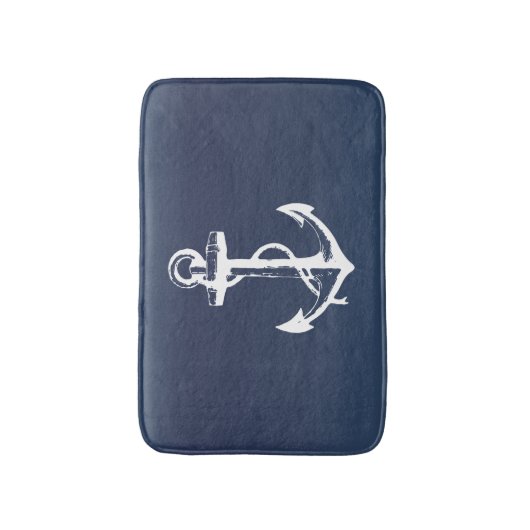 White Anchor and Navy Blue Badmat (Voorkant Verticaal)