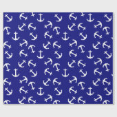 White Anchor Blue Background Captain Zee Ocean Cadeaupapier (Vlak)