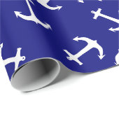 White Anchor Blue Background Captain Zee Ocean Cadeaupapier (Rol Hoek)
