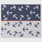 White Anchor Blue Background Captain Zee Ocean Cadeaupapier (Vlak)