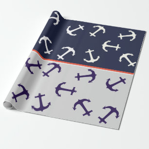 White Anchor Blue Background Captain Zee Ocean Cadeaupapier