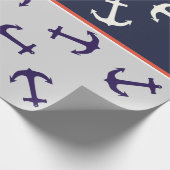 White Anchor Blue Background Captain Zee Ocean Cadeaupapier (Hoek)