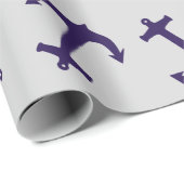 White Anchor Blue Background Captain Zee Ocean Cadeaupapier (Rol Hoek)