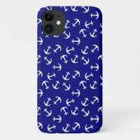 White Anchor Blue Background Captain Zee Ocean