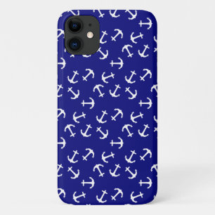 White Anchor Blue Background Captain Zee Ocean Case-Mate iPhone Case