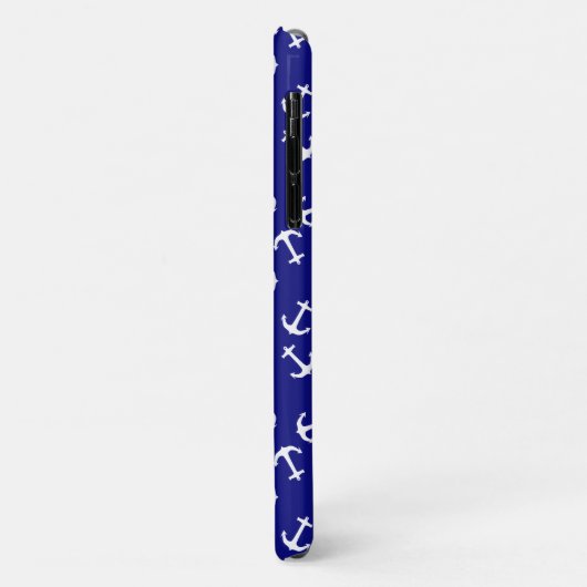 White Anchor Blue Background Captain Zee Ocean Case-Mate iPhone Case (Achterkant/links)