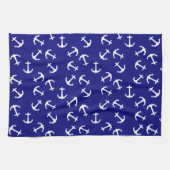 White Anchor Blue Background Captain Zee Ocean Theedoek (Horizontaal)