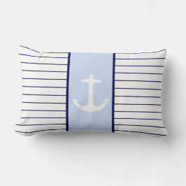 White Anchor Captain Blue Stripes Cushion Kussen