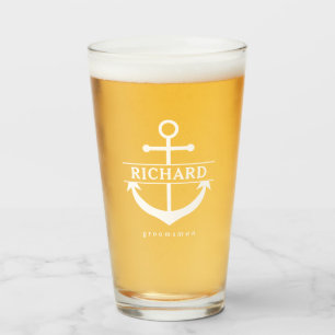 White Anchor Groomsman Glas