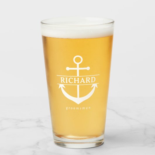 White Anchor Groomsman Glas (Voorkant gevuld)