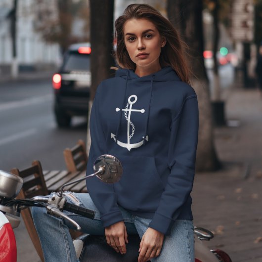 White Anchor Hoodie