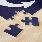 White Anchor on Navy Blue Background Legpuzzel (Zijkant)