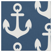 White Anchor on Navy Blue Background Pattern Stof (Close Up)